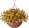 Artificial Fall Mums Hanging Basket for Outdoors - UV Resistant Faux Daisy Flowers with Eucalyptus Leaves - 17" Realistic Autumn Mums in Hanging Planter for Porch, Patio, and Balcony Decor